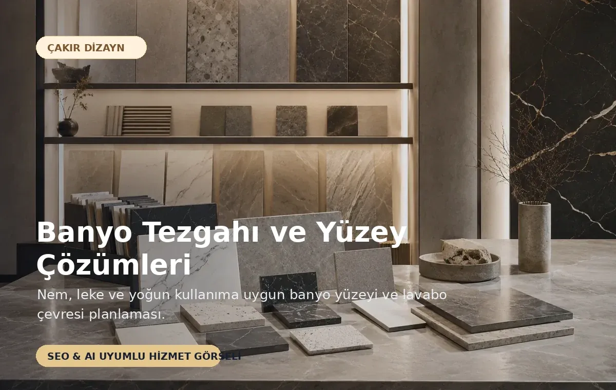 Banyo Tezgahı ve Yüzey Çözümleri için SEO ve AI uyumlu Çakır Dizayn hizmet görseli